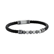 Bracelet homme Jourdan cuir noir tressé acier
