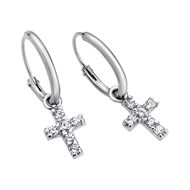Créoles Lotus Silver Trendy pampilles croix argent