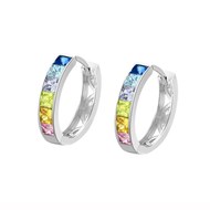 Boucles d'oreilles créoles Lotus Silver_x000D_
pierres multicolores