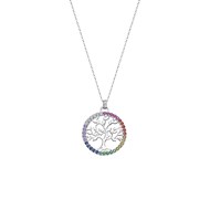 Collier Lotus Silver arbre de vie multicolore