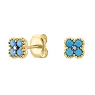 Boucles d'oreilles puces Agatha Beloved turquoises d
orées