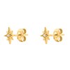 Boucles d'oreilles puces Agatha Ourse dorées - vue V3