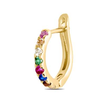Boucles D'oreilles Dorées Vieillies Style Art Nouveau - Créoles Dormeuses Avec CZ Bleu