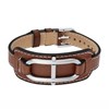 Bracelet homme Fossil Heritage D-Link cuir brun_x000D_
motif ovale avec barette acier - vue V1