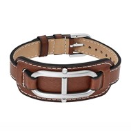 Bracelet homme Fossil Heritage D-Link cuir brun_x000D_
motif ovale avec barette acier
