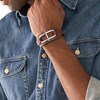 Bracelet homme Fossil Heritage D-Link cuir brun_x000D_
motif ovale avec barette acier - vue V2