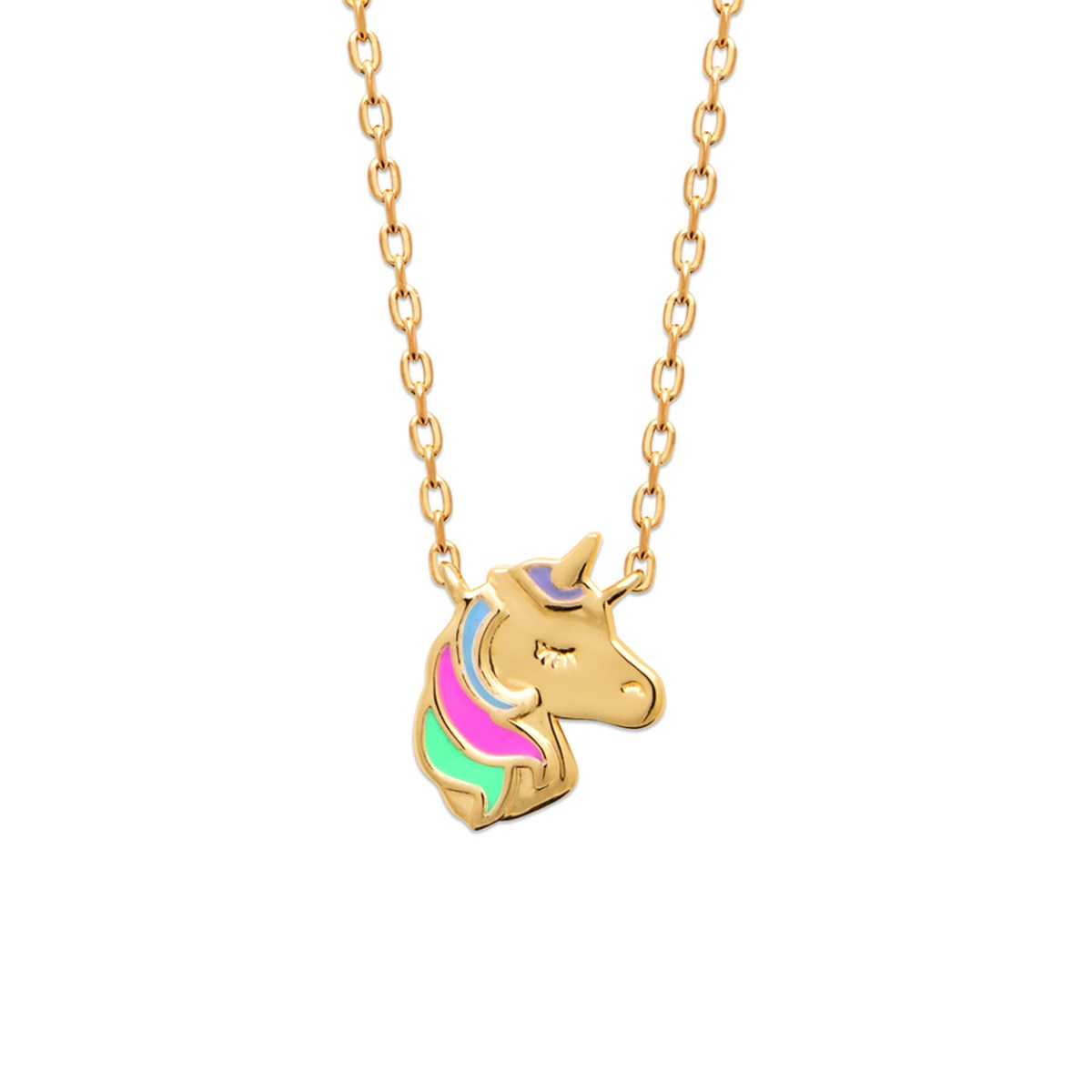 Collier enfant Brillaxis licorne colorée plaqué or