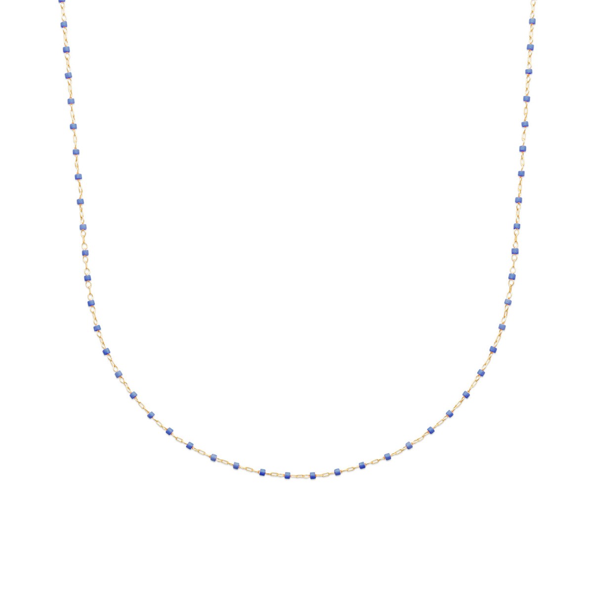 Collier Brillaxis perles de Miyuki bleu roi
plaqué or 750/1000 45 cm