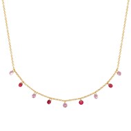 Collier Brillaxis perles de verres camaïeu rose
plaqué or