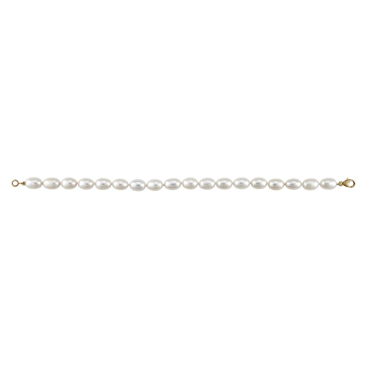 Bracelet perles de culture olive 6/6.5 mm or jaune