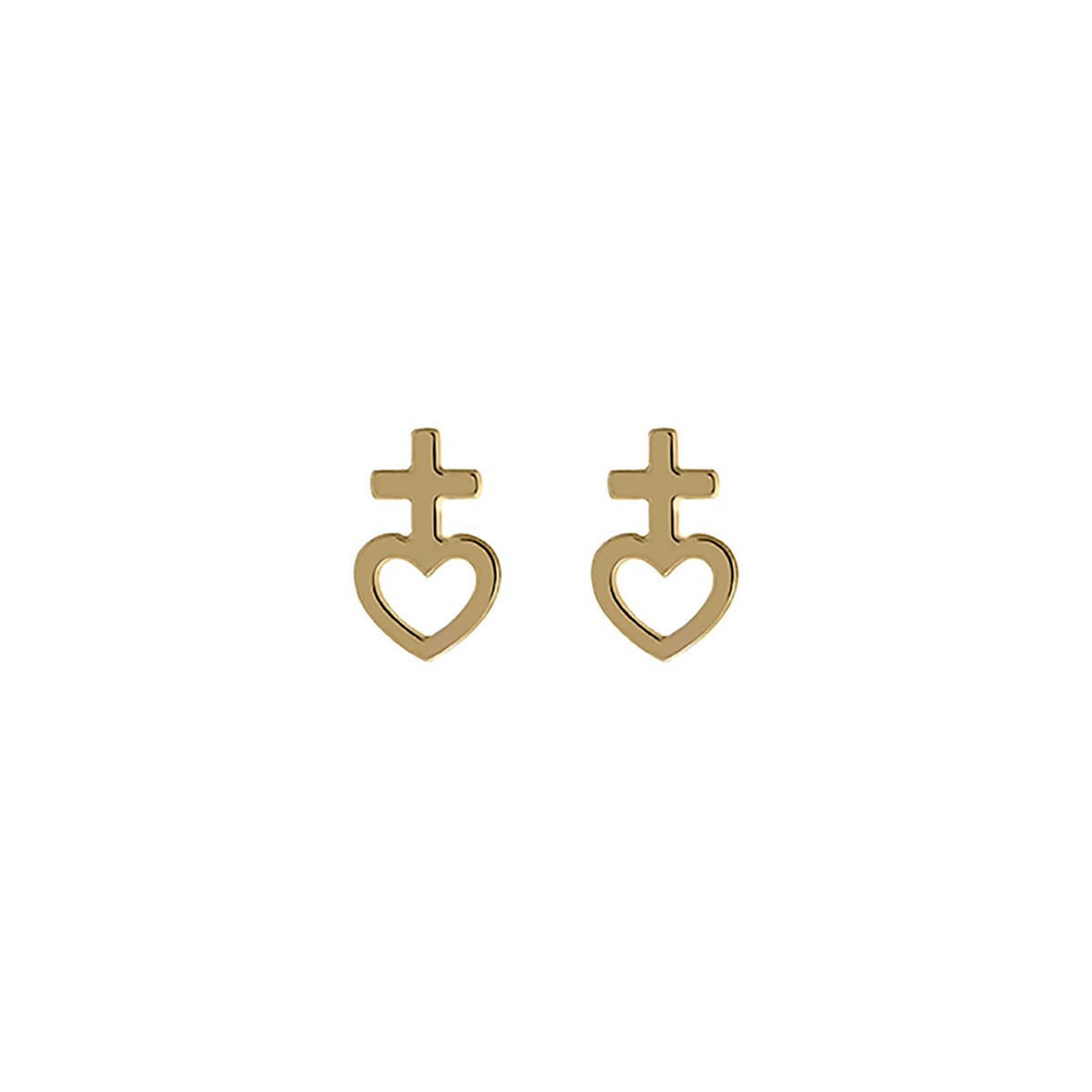 Boucles d'oreilles or ex-voto croix/coeur