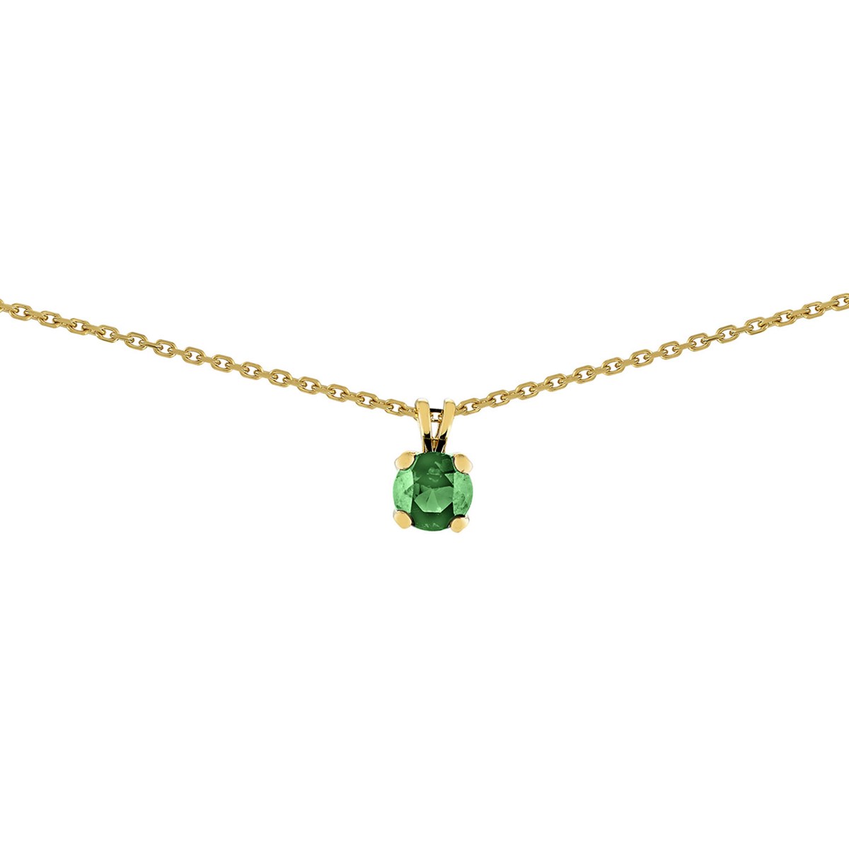 Collier solitaire émeraude or jaune 18 carats