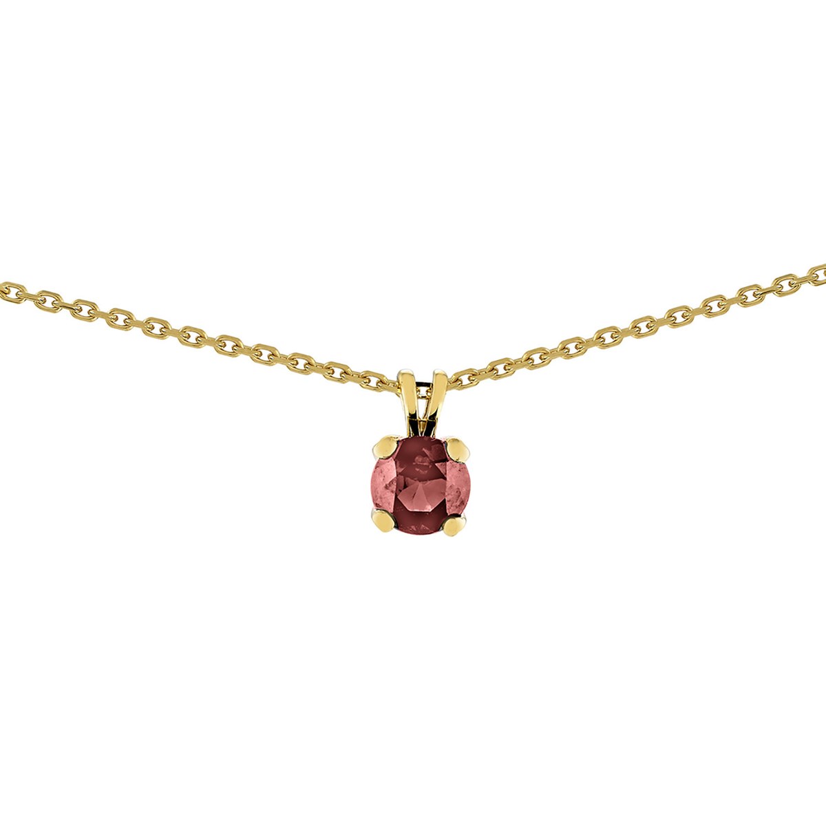 Collier solitaire rubis or jaune 18 carats