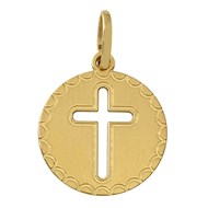 Médaille Brillaxis or jaune 18 carats croix ajourée
