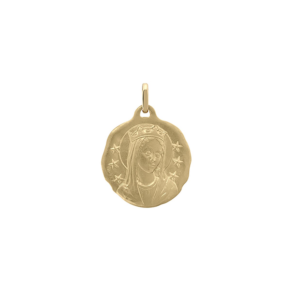 Médaille ronde vierge couronnée or jaune 18 carats