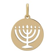 Médaille ronde or jaune 18 carats Menorah