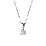 Collier solitaire diamant or blanc 18 carats 0.08 ct
