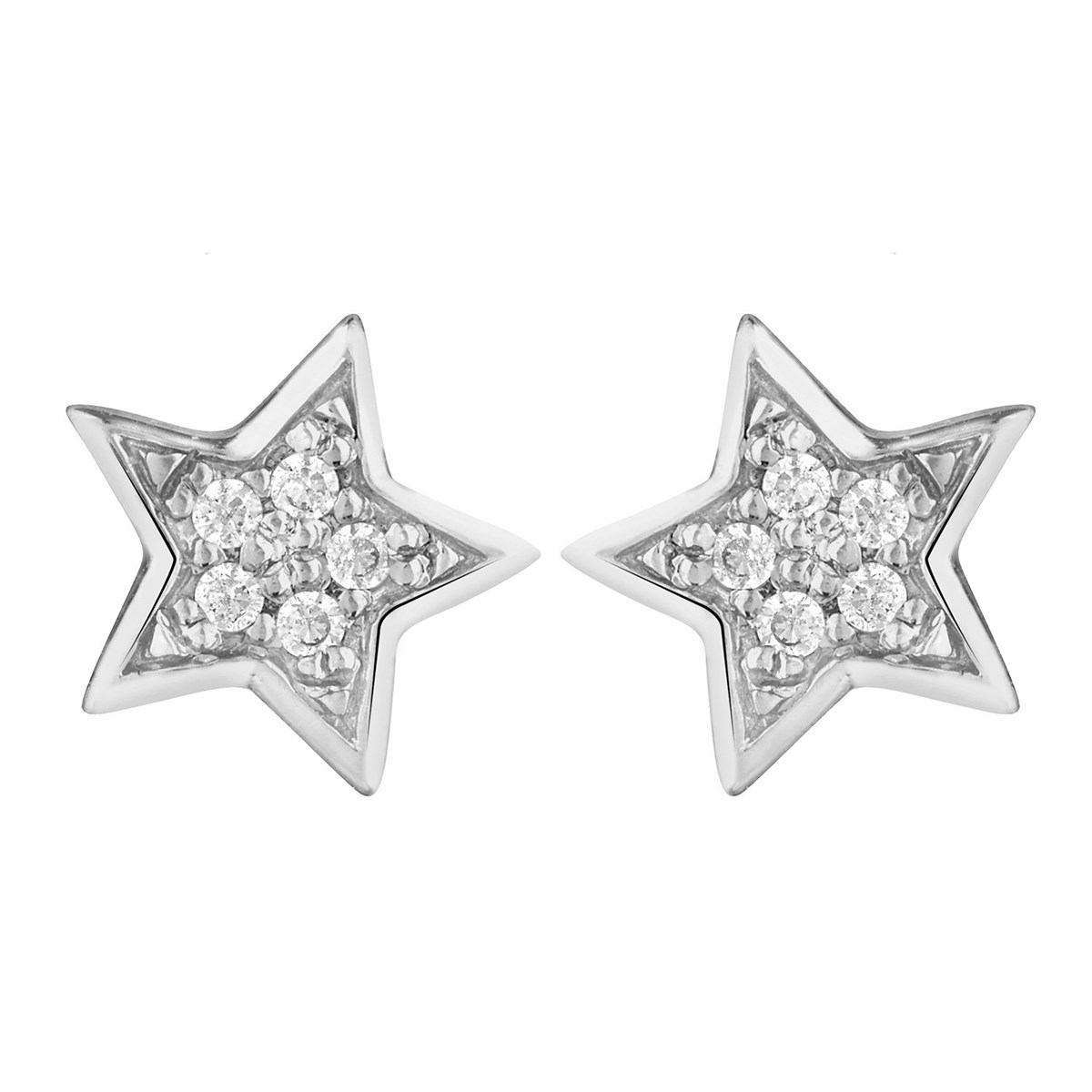 Boucles d'oreilles Brillaxis or blanc étoiles oxydes