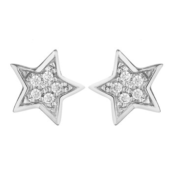 Boucles d'oreilles Brillaxis or blanc étoiles oxydes