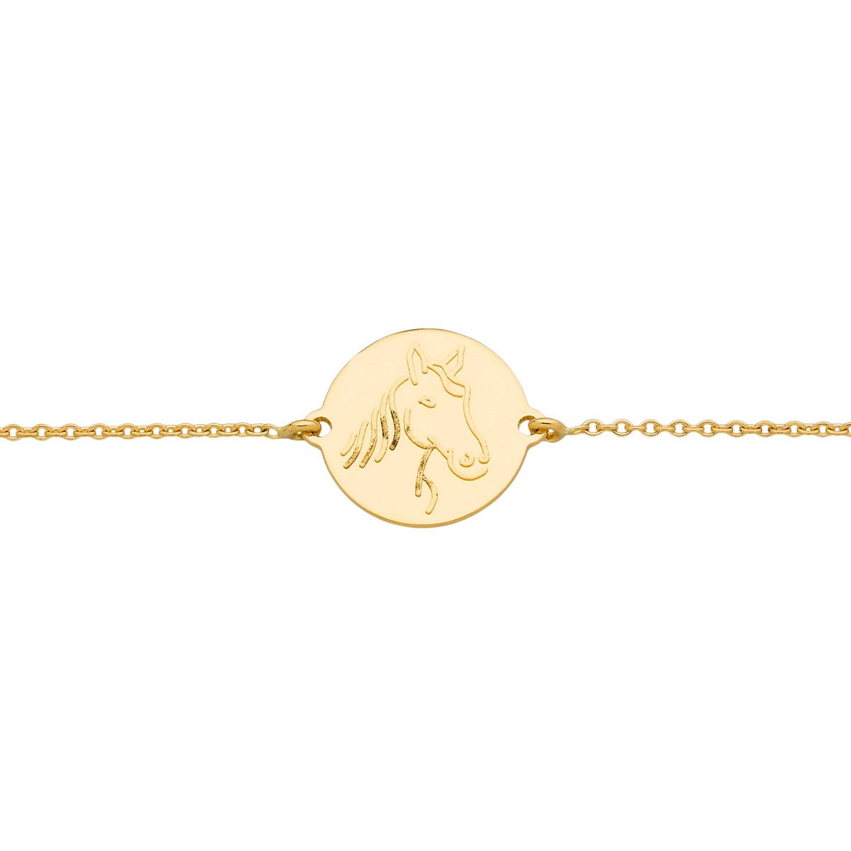 Bracelet or jaune médaille tête de cheval