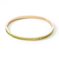 Bracelet Coeur de Lion acier doré cristaux verts
taille 17