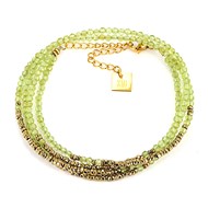 Bracelet multirang Zag acier doré péridot