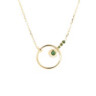 Collier Zag Bijoux motif rond acier doré et vert