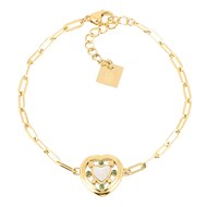 Bracelet Zag bijoux coeur en nacre et oxydes verts
