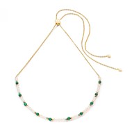Collier Coeur de lion Harmony Perles d'eau douce
et malachite doré