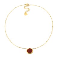 Collier Zag acier doré pastille orange