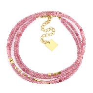Bracelet multirang Zag Favela acier doré tourmaline
rose