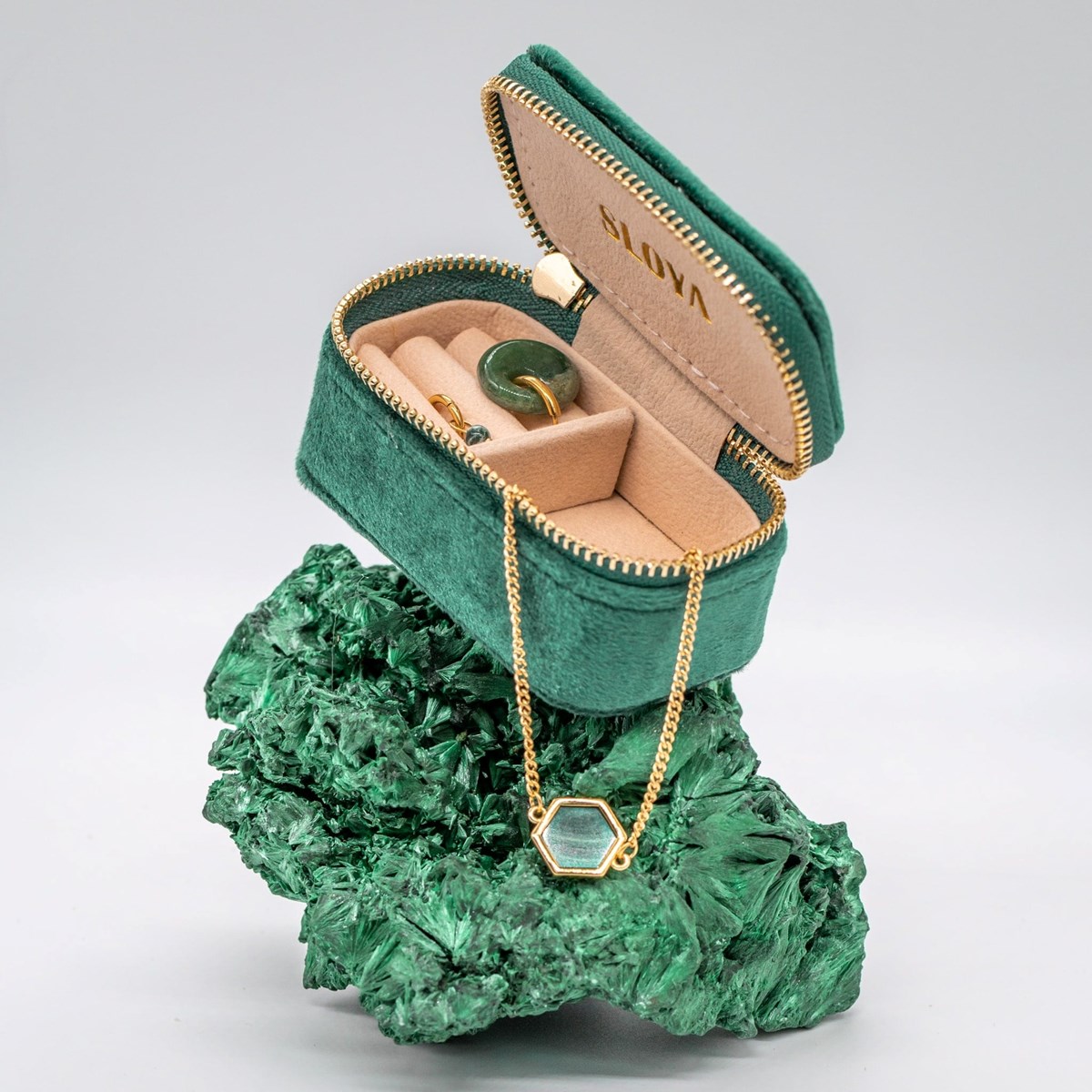Mini boîte à bijoux velours vert emeraude - vue 4