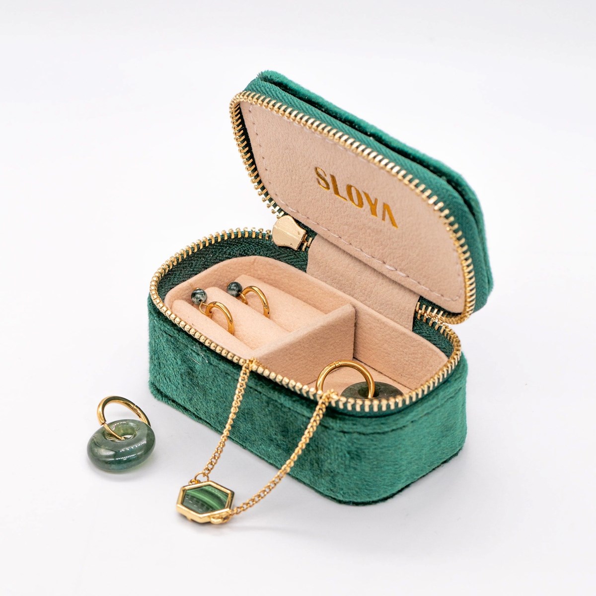 Mini boîte à bijoux velours vert emeraude - vue 5