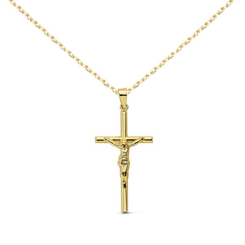 Collier - Médaille Christ sur la Croix Or 18 Carats 750/000 Jaune - Chaine Dorée