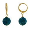 Boucles d'Oreilles Mini Créoles Plaqué Or et Perle d'Apatite Dépolie - vue V1