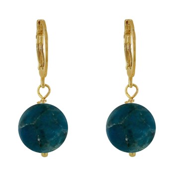 Boucles d'Oreilles Mini Créoles Plaqué Or et Perle d'Apatite Dépolie