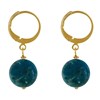 Boucles d'Oreilles Mini Créoles Plaqué Or et Perle d'Apatite Dépolie - vue V3