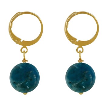 Boucles d'Oreilles Mini Créoles Plaqué Or et Perle d'Apatite Dépolie