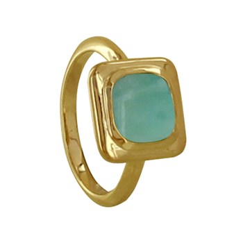 Vierkante vergulde ring met Amazoniet