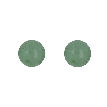925 Rhodium Silver Stud Earrings with 8 mm Aventurine Pearls