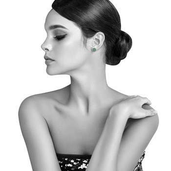 925 Rhodium Silver Stud Earrings with 8 mm Aventurine Pearls