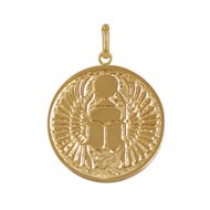 Pendentif Plaqué Or Médaille Ronde Talisman Scarabée