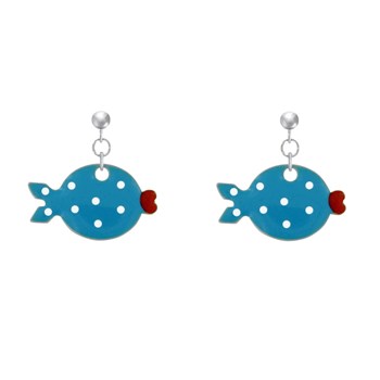 925 Sterling Silver Earrings Small Fish with Enameled Dots