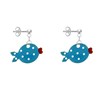 Boucles d'Oreilles Argent 925 Petit Poisson à Pois Emaillée - vue V3