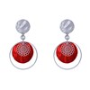 Boucles d'Oreilles Clip Métal Argenté Cercle et Pastille de Nacre - vue V2