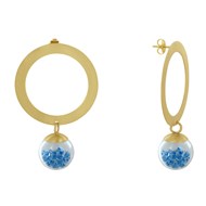 Boucles d'Oreilles Anneau Laiton Bulle Pâte de Verre et Perles