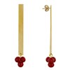 Boucles d'Oreilles Clous Laiton Rectangle Plat et Bouquet de Perles de Verre - vue V1