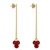 Boucles d'Oreilles Clous Laiton Rectangle Plat et Bouquet de Perles de Verre - vue V3