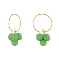 Boucles d'Oreilles Créoles Laiton et Bouquet de Perles de Verre