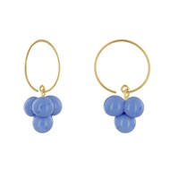 Boucles d'Oreilles Créoles Laiton et Bouquet de Perles de Verre